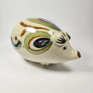 Vintage Ken Edwards Tonala Mexican Pottery‎ Ceramic Hedgehog Piggy Bank Folk Art